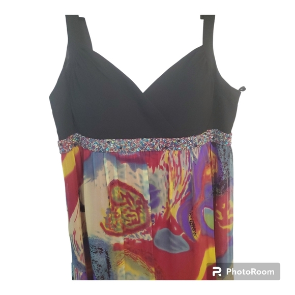 Reg $400 Faviana Sequin colorful Maxi  Dress. Size 18w - Picture 5 of 6